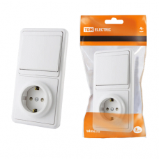 Блок комбинированный БКВР 1-но кл. выкл + розетка 2П+З с з/ш TDM