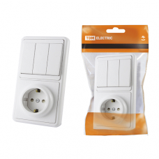 Блок комбинированный БКВР 3-х кл. выкл + розетка 2П+З с з/ш TDM