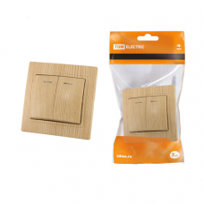 Выключатель 2 кл. с подсветкой 10А "ЭКО" (сосна) "Таймыр"